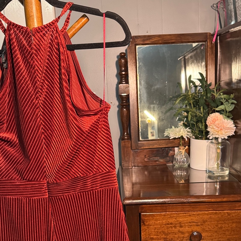 🤎 Dynamite Burnt Orange Velvet Midi Dress — Size M - Picture 7 of 7